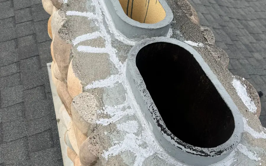 Top of a chimney showing the flue liner openings